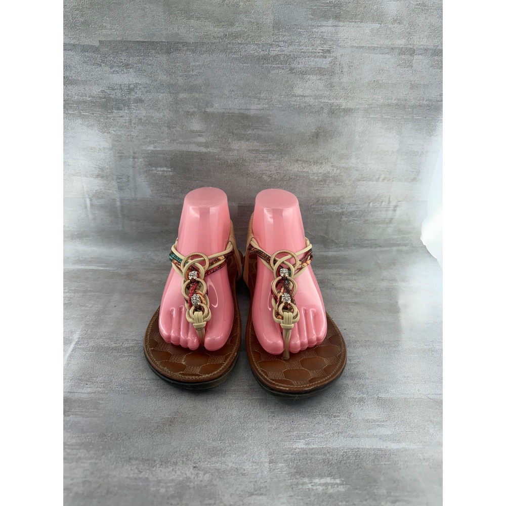 Patrizia by Spring Step Gadelina Beige Multi Rhinestone Thong Sandals Women EU39